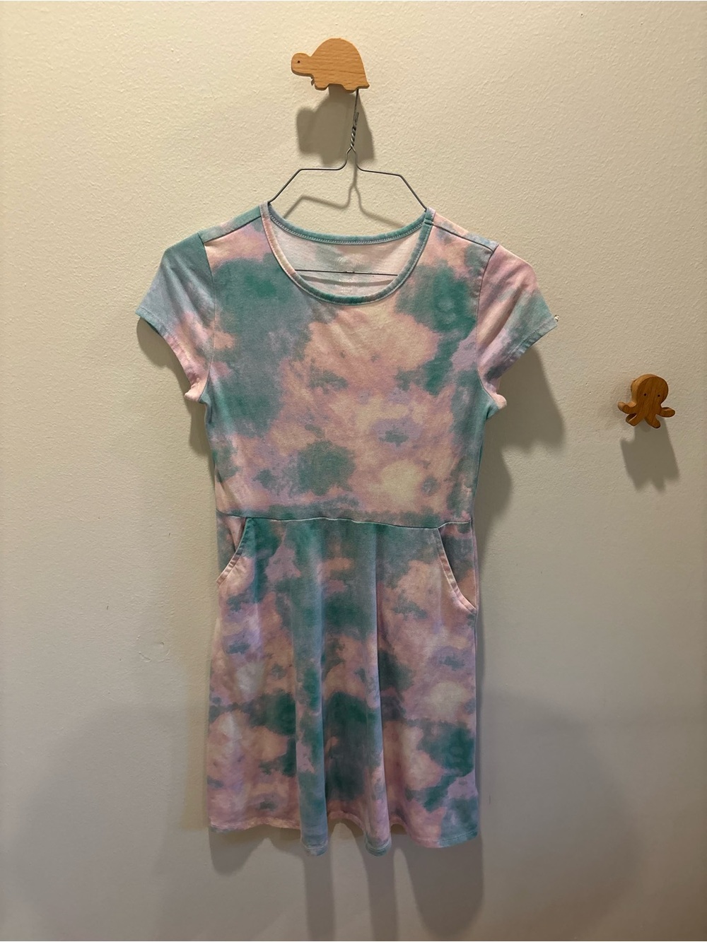wonder nation Tie-Dye Short Sleeve Dress - Pink & Teal